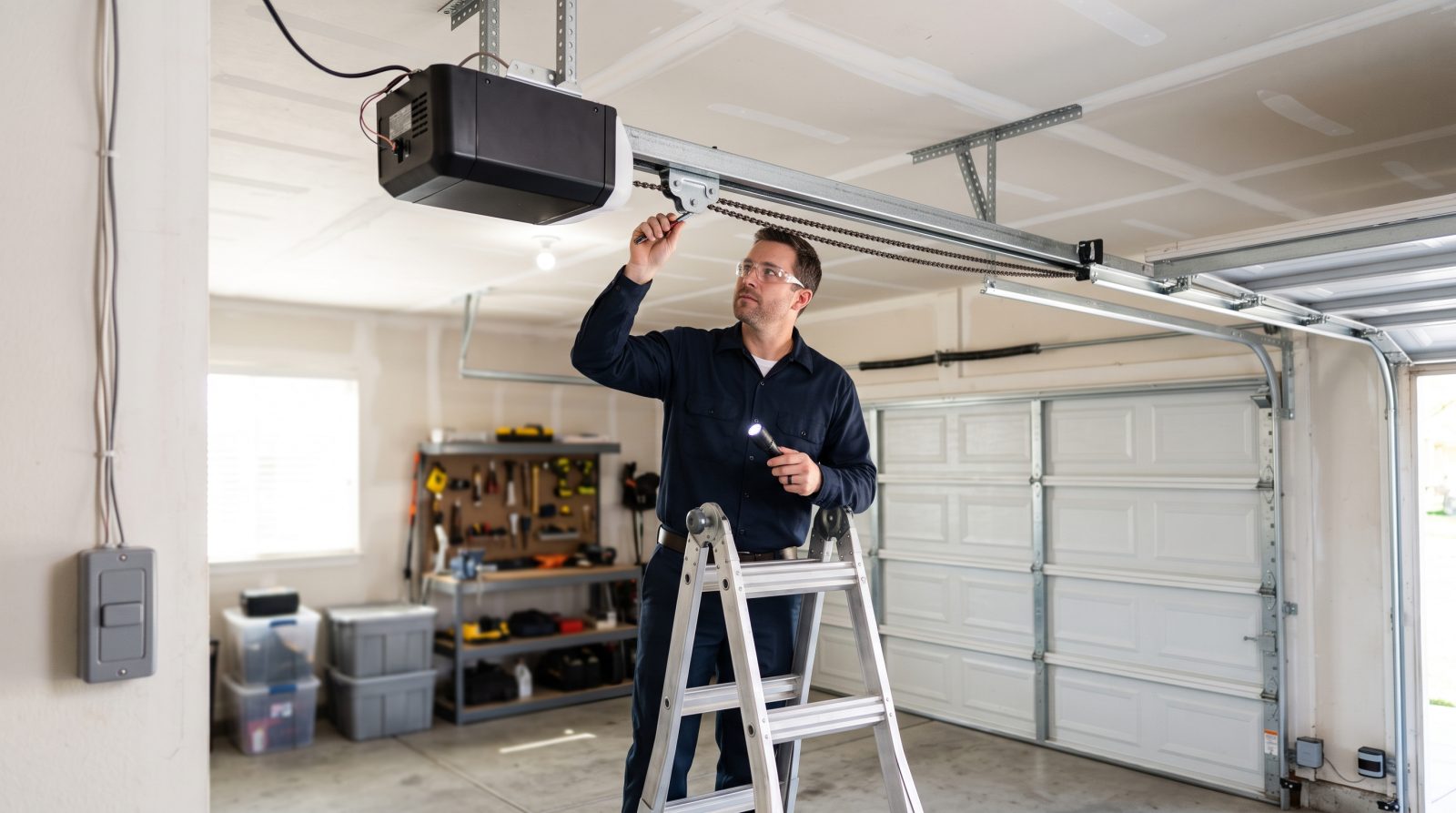 modern garage door opener inspection in a Milpitas garage