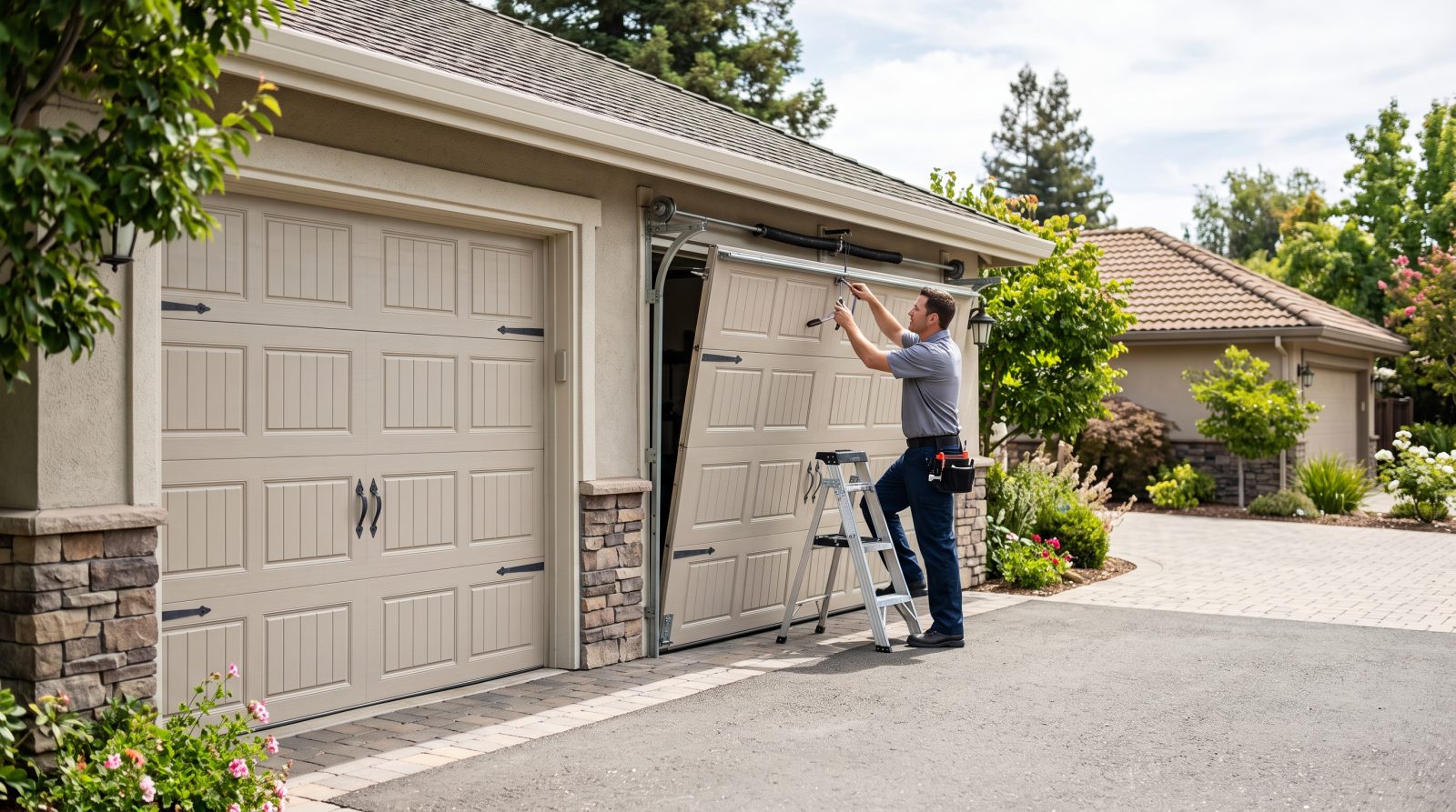 garage door service in Campbell residential driveway