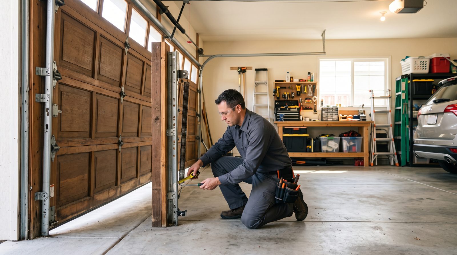 crooked garage door safety inspection