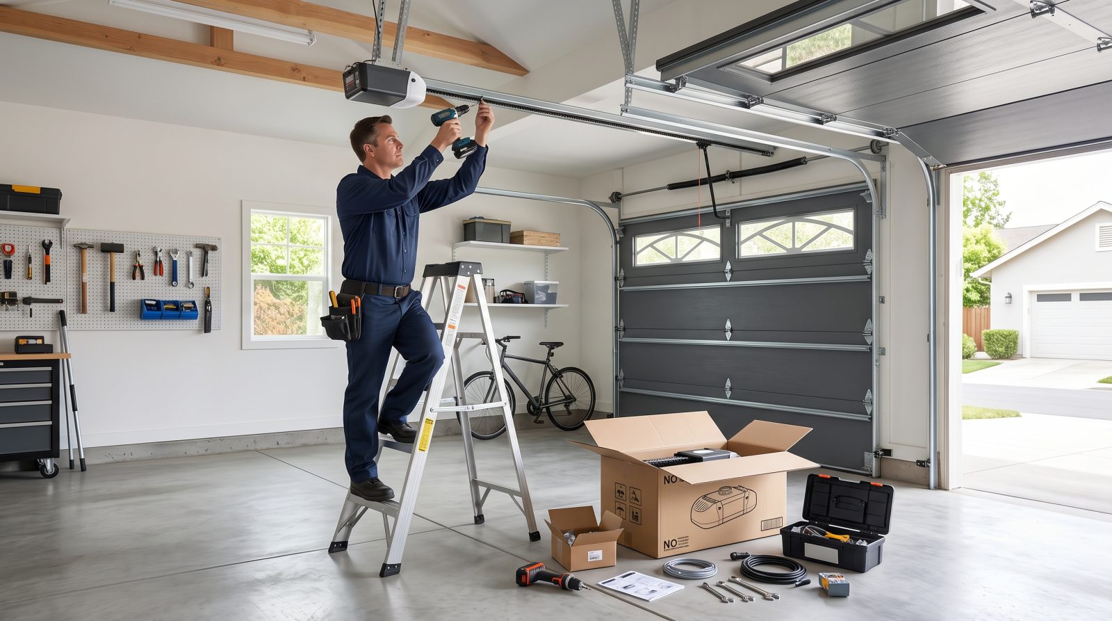 garage door opener box and rail planning