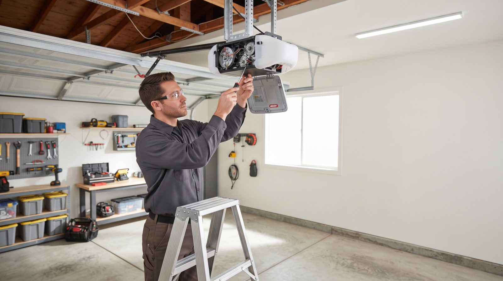 garage door opener motor service in clean garage