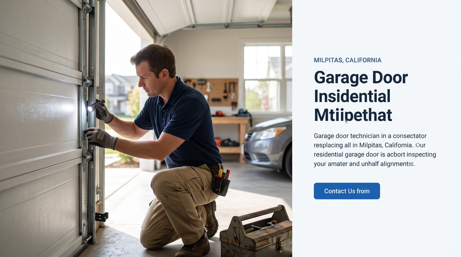 technician inspecting noisy garage door rollers