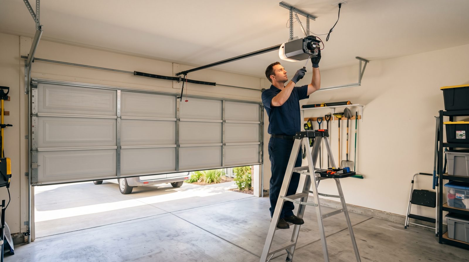 quiet garage opener service in townhouse garage